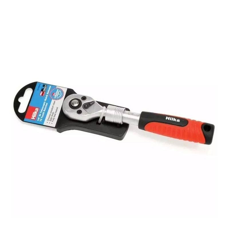 Hilka Tools 1/4 Inch Telescopic Ratchet 157 To 207mm Chrome Vanadium Steel 72 Teeth Red Main image