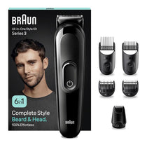 Braun Series 3 6-In1 All-in-One Style Kit Male Grooming Beard & Precision Trimmer Hair Clippers Lifetime Sharp Blades Black