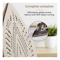 Tower Ceraglide Steam Iron Ceramic Soleplate Fast Heat-Up 3100W 265ml Water Tank Black And Gold