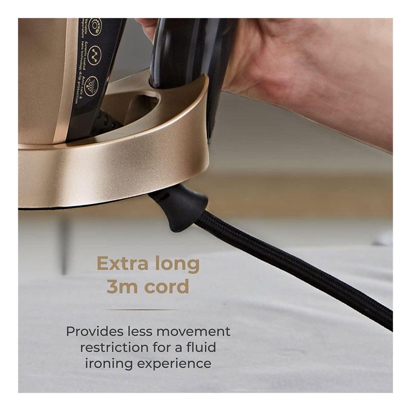 Tower Ceraglide Steam Iron Ceramic Soleplate Fast Heat-Up 3100W 265ml Water Tank Black And Gold