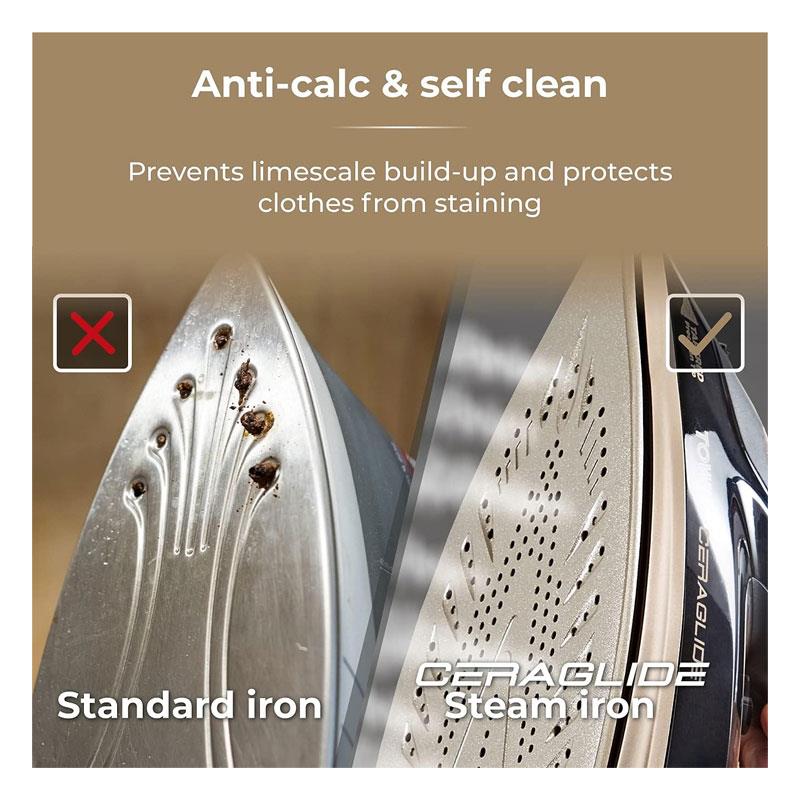 Tower Ceraglide Steam Iron Ceramic Soleplate Fast Heat-Up 3100W 265ml Water Tank Black And Gold