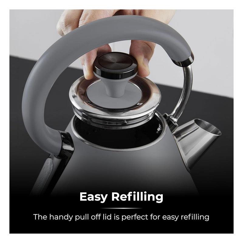 Tower Sera Pyramid Kettle Smoked Black Trim 3000W 1.7 Litre Grey