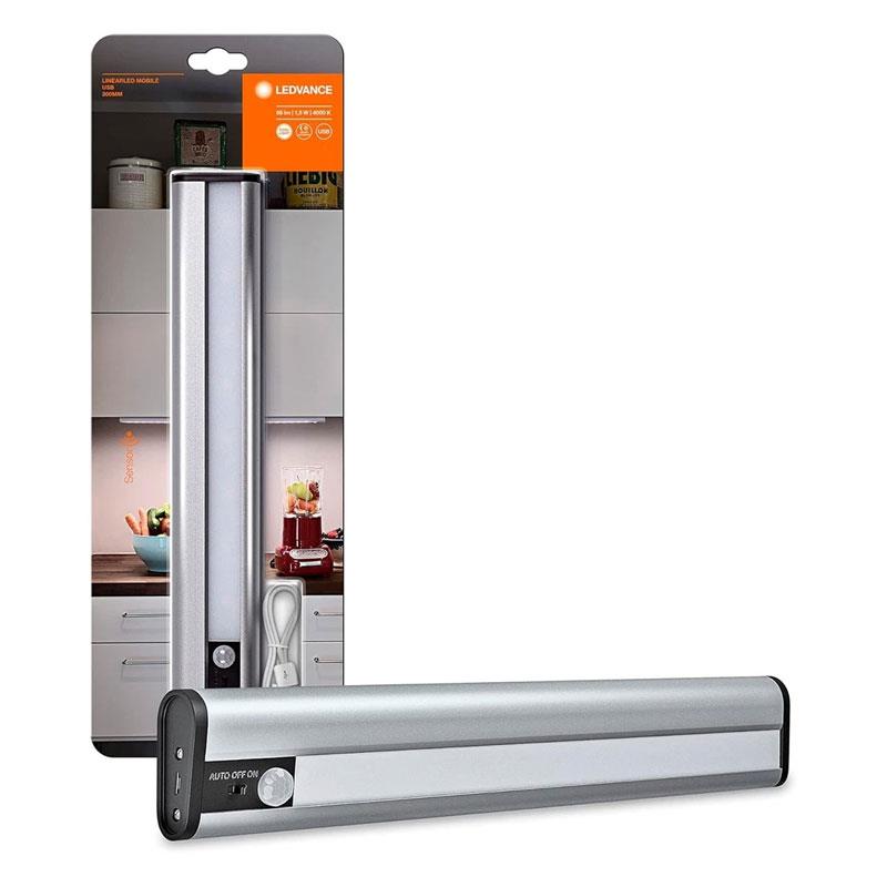Ledvance Linear LED Mobile USB 300mm Aluminium Polished Flanged 1.5W 4.2V 4000K Silver Main image