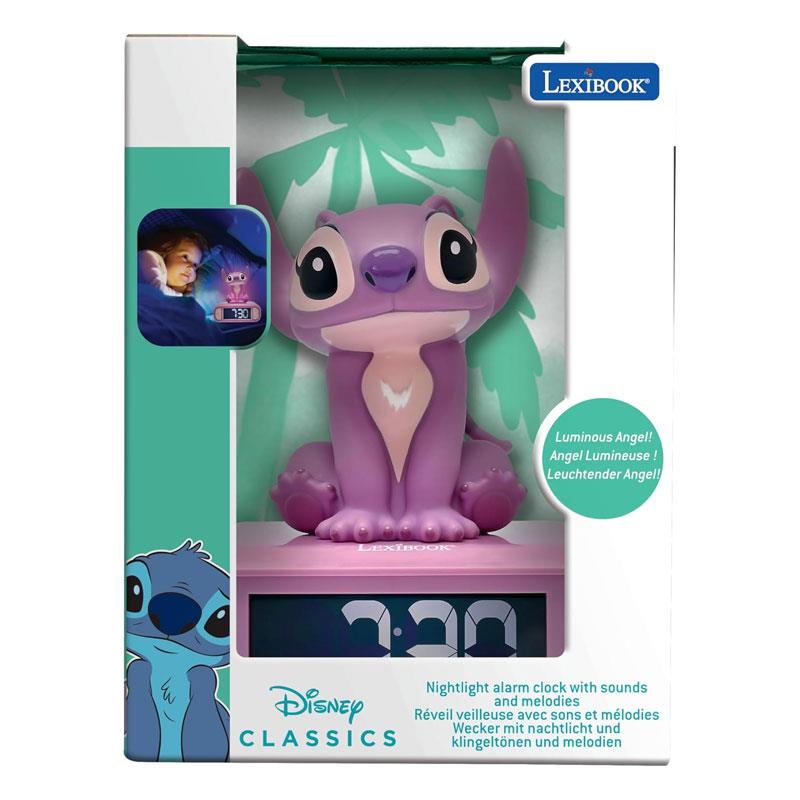 Lexibook 3D Disney Stitch Angel Childrens Clock With Night Light Alarm Clock Sounds Melodies Backlit LCD Luminous Snooze Pink Secondary image