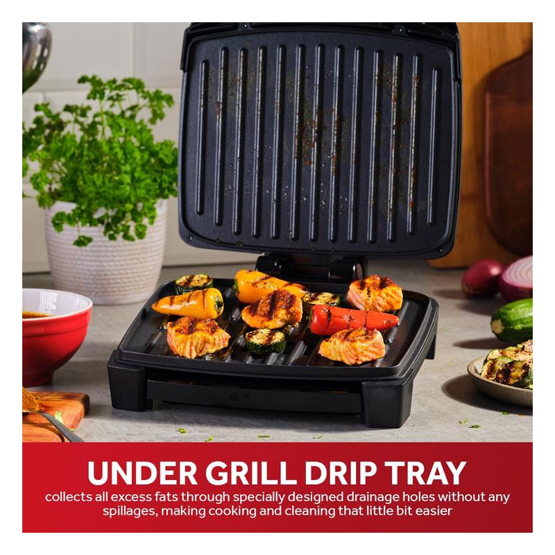 George Foreman Immersa Medium Electric Grill Toastie Panini Hot Plate BBQ Removable Control Panel Dishwasher Safe 1300W Black