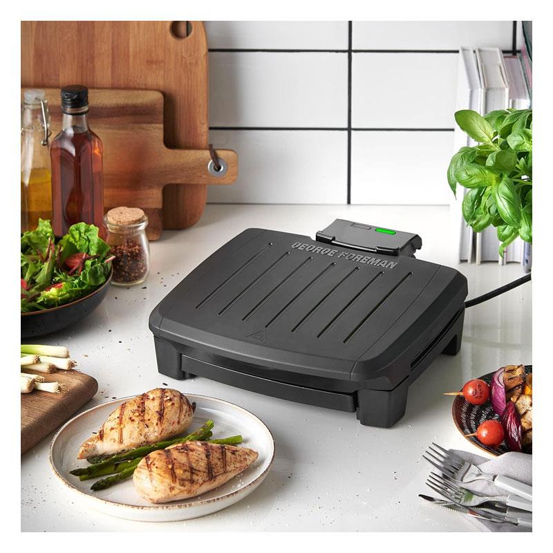 George Foreman Immersa Medium Electric Grill Toastie Panini Hot Plate BBQ Removable Control Panel Dishwasher Safe 1300W Black