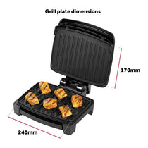 George Foreman Immersa Small Electric Grill Toastie Panini Hot Plate BBQ Removable Control Panel Dishwasher Safe 1100W Black