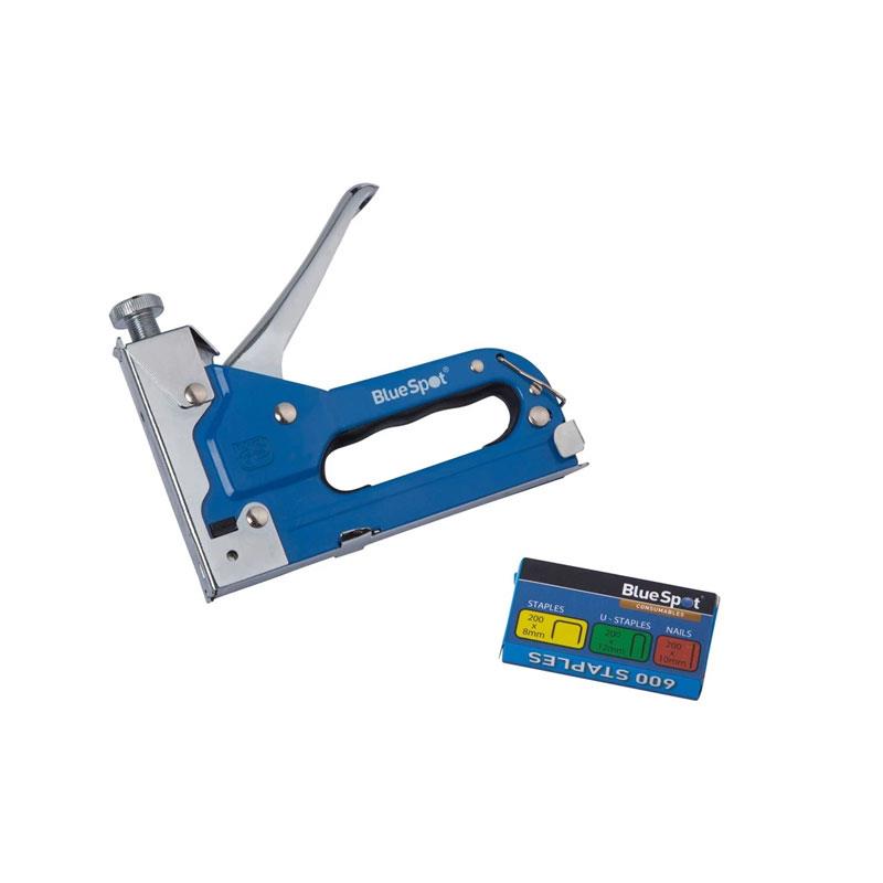 Blue Spot Tools Heavy Duty 3-Way Staple Gun With Staples & Nails Chrome Steel Blue Secondary image