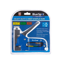 Blue Spot Tools Heavy Duty 3-Way Staple Gun With Staples & Nails Chrome Steel Blue