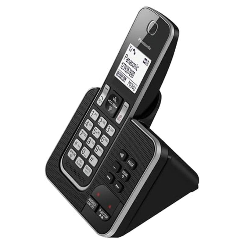 Panasonic Cordless Phone Single With Answering Machine Hands Free Functionality Black/Silver