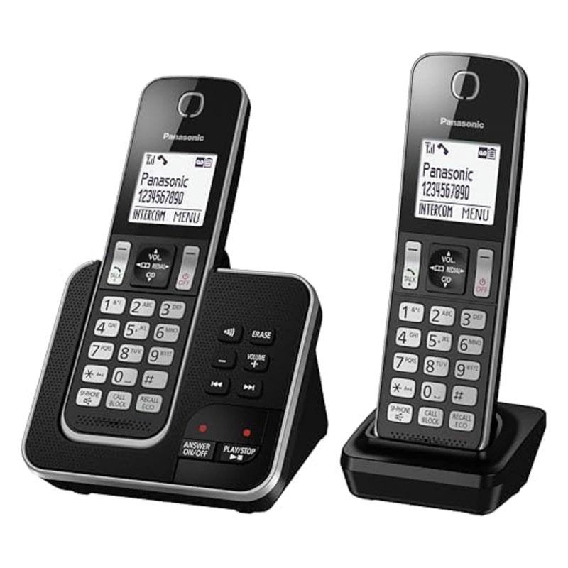 Panasonic Cordless Phone Twin With Answering Machine Hands Free Functionality Black/Silver Main image