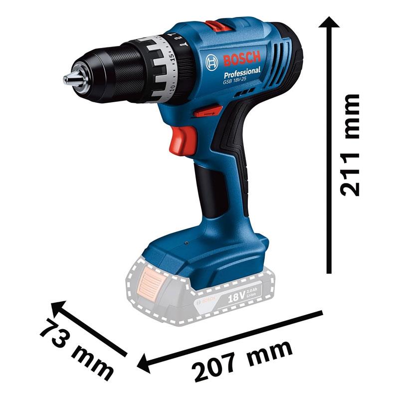 Bosch Professional GSB 18V-25 18V Cordless Impact Drill Driver Blue