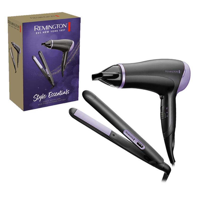 Remington Style Essentials Hair Dryer And Straighteners Gift Set 2000W Black