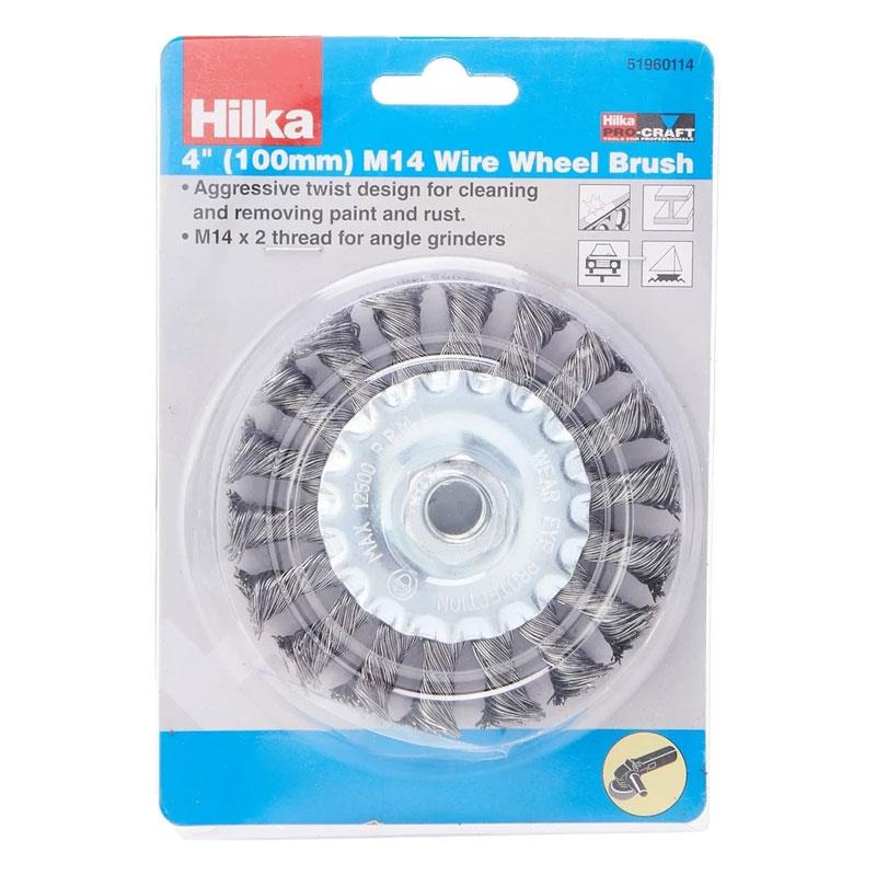 Hilka Tools M14 Wire Wheel Brush 4 Inch (100mm) Carbon Steel Silver/Black Secondary image