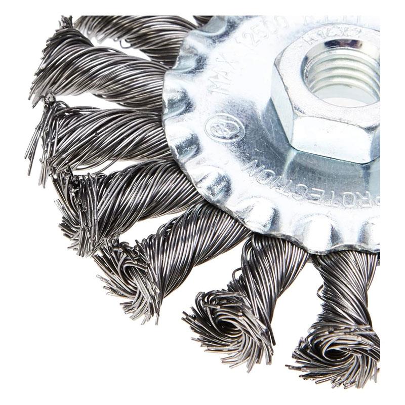 Hilka Tools M14 Wire Wheel Brush 4 Inch (100mm) Carbon Steel Silver/Black