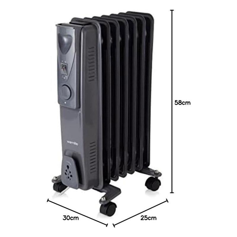 Warmlite 7 Fin Oil Filled Radiator Adjustable Thermostat And Overheat Protection 1500W Dark Titanium Secondary image