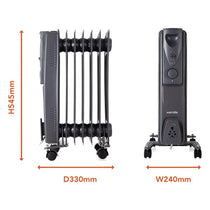 Warmlite 7 Fin Oil Filled Radiator Adjustable Thermostat And Overheat Protection 1500W Dark Titanium