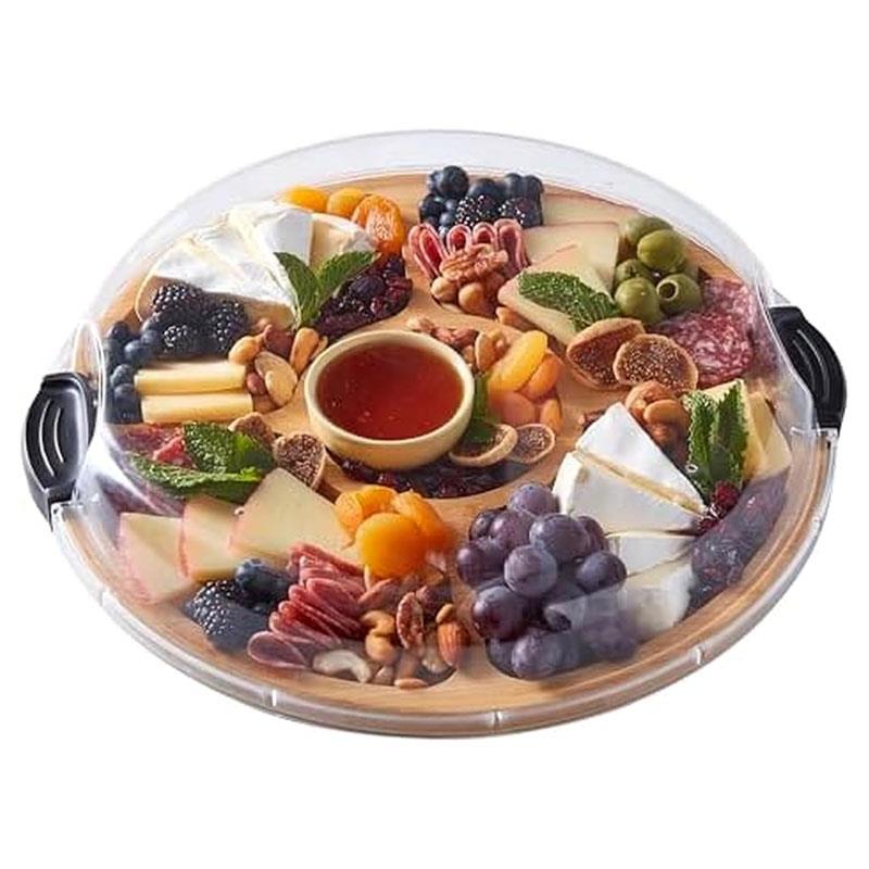 Farberware Build-A-Board Bamboo Divided Serving Board Five Compartments Clear Locking Lid 35.5cm Wood Main image