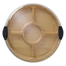 Farberware Build-A-Board Bamboo Divided Serving Board Five Compartments Clear Locking Lid 35.5cm Wood