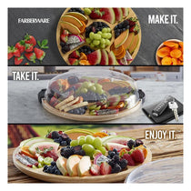 Farberware Build-A-Board Bamboo Divided Serving Board Five Compartments Clear Locking Lid 35.5cm Wood