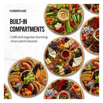 Farberware Build-A-Board Bamboo Divided Serving Board Five Compartments Clear Locking Lid 35.5cm Wood
