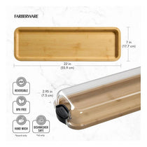 Farberware Build-A-Board Bamboo Platter Rectangular Single Compartment Clear Locking Lid 17x56cm