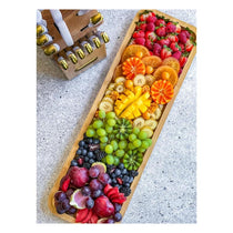 Farberware Build-A-Board Bamboo Platter Rectangular Single Compartment Clear Locking Lid 17x56cm