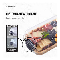 Farberware Build-A-Board Bamboo Platter Rectangular Single Compartment Clear Locking Lid 17x56cm