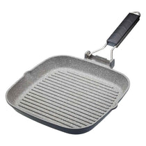 MasterClass Cast Aluminium Grill Pan Induction-Safe With Folding Handle 24cm Grey/Black