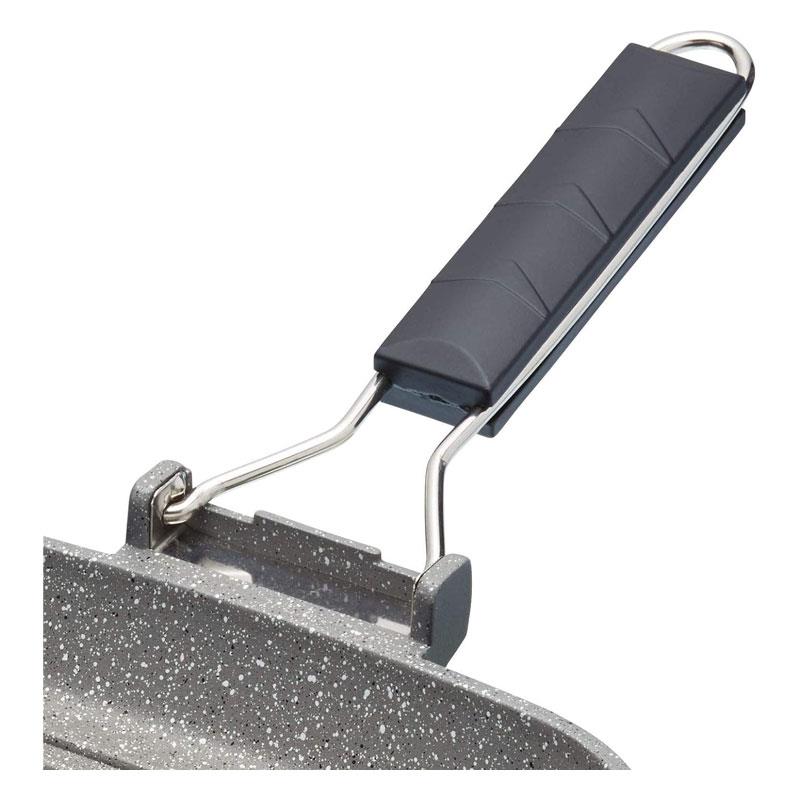 MasterClass Cast Aluminium Grill Pan Induction-Safe With Folding Handle 24cm Grey/Black