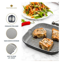 MasterClass Cast Aluminium Grill Pan Induction-Safe With Folding Handle 24cm Grey/Black