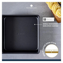 MasterClass Non-Stick Square Loose Base Deep Cake Pan Baking Tray 20cm PTFE PFOA BPA Free Carbon Steel Grey