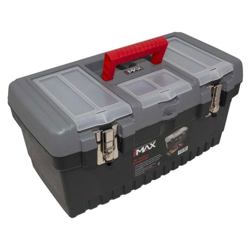 Hilka Tools Max 19 Inch Toolbox & Organiser Lockable Tool Box Black/Grey Main image