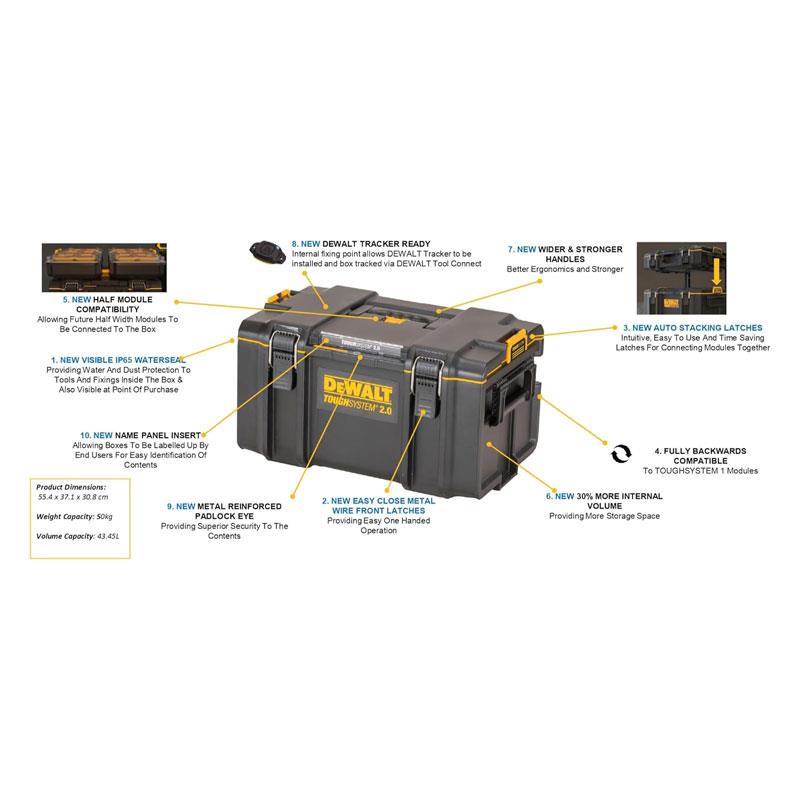 Dewalt TOUGHSYSTEM 2.0 DS300 Medium Tool Box Yellow/Black
