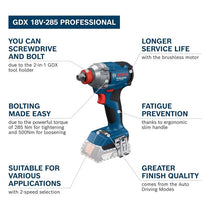 Bosch Professional GDX 18V-285 Cordless Impact Driver/Wrench Body Only