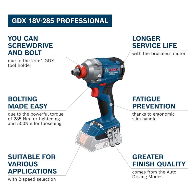 Bosch Professional GDX 18V-285 Cordless Impact Driver/Wrench Body Only