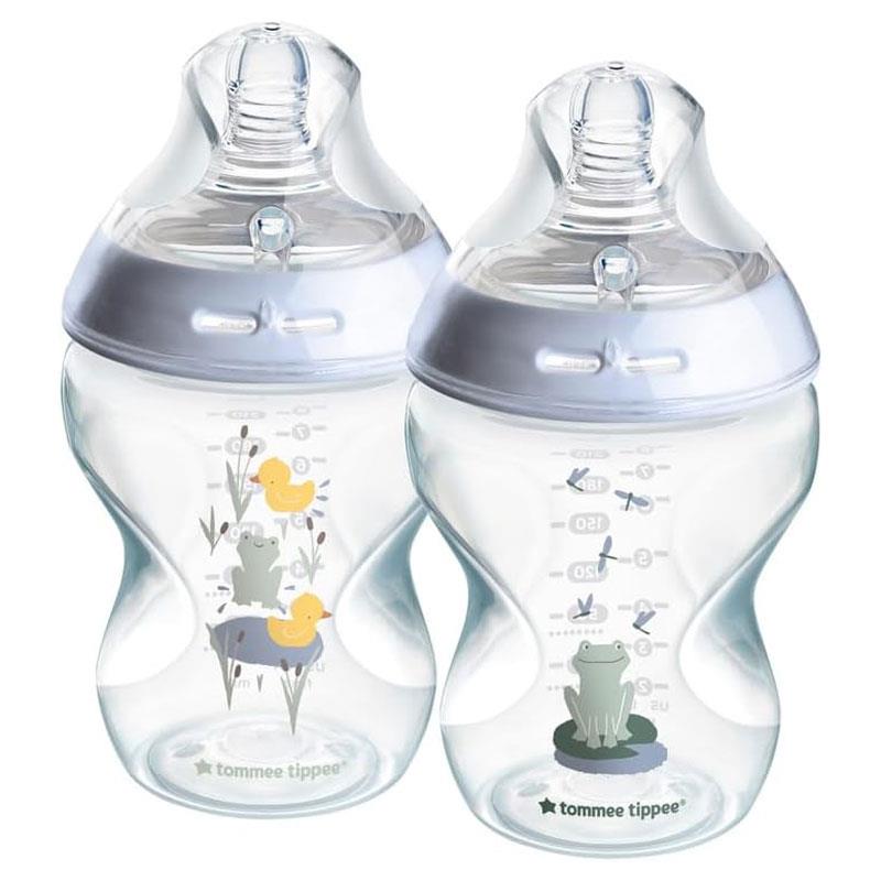 Tommee Tippee Closer To Nature Baby Bottles Slow Flow Breast-Like Teat Anti-Colic Valve 260ml Pack of 2 Assorted