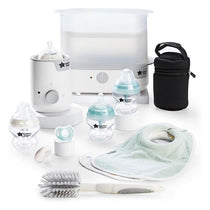 Tommee Tippee New Complete Feeding Kit Electric Steam Steriliser Newborn Self-Sterilising Baby Bottles Easiwarm Bottle Warmer White