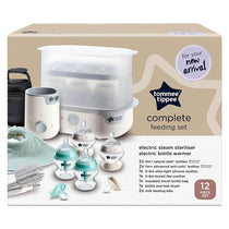 Tommee Tippee New Complete Feeding Kit Electric Steam Steriliser Newborn Self-Sterilising Baby Bottles Easiwarm Bottle Warmer White