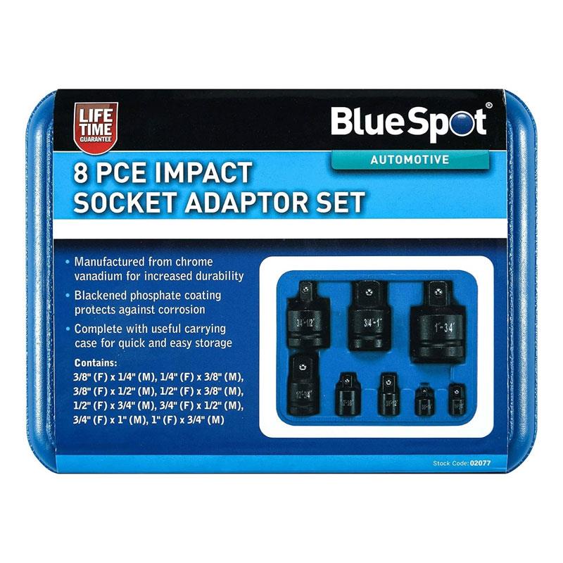Blue Spot Tools Impact Socket Adaptor Set (1/4 Inch - 1 Inch) Chrome Vanadium Steel 8 Piece Main image
