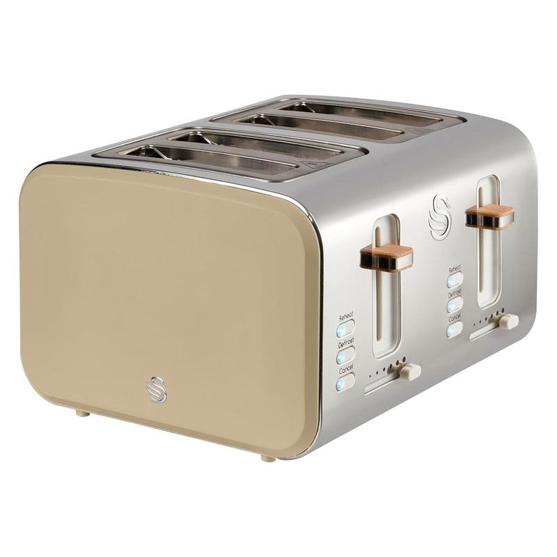 Swan Nordic 4 Slice Toaster 6 Browning Levels Defrost/Reheat/Cancel Removable Crumb Trays 1500W Oatmeal Main image