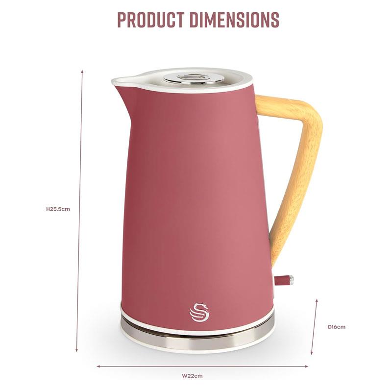Swan Nordic Cordless Jug Kettle Fast Boil Overheat Protection Soft Touch Handle 3000W 1.7 Litres Fuchsia Rose