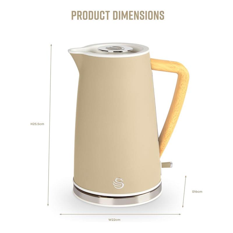 Swan Nordic Cordless Jug Kettle Fast Boil Overheat Protection Soft Touch Handle 3000W 1.7 Litres Oatmeal White