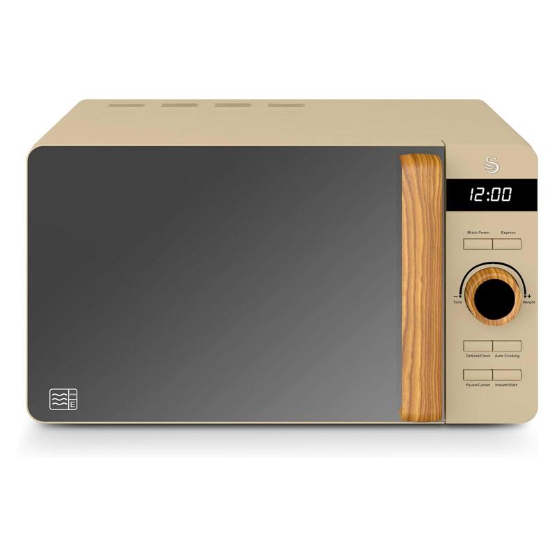 Swan Nordic Digital Microwave 6 Power Settings 60 Minute Timer LED Display Defrost Mode 800W 20 Litres Oatmeal