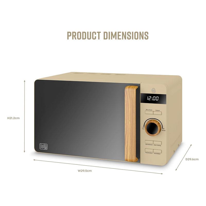 Swan Nordic Digital Microwave 6 Power Settings 60 Minute Timer LED Display Defrost Mode 800W 20 Litres Oatmeal