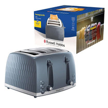 Russell Hobbs Honeycomb 4 Slice Toaster 6 Browning Levels Frozen/Cancel/Reheat Extra Wide Slots High Lift 1500W Grey
