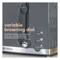 Russell Hobbs Honeycomb 4 Slice Toaster 6 Browning Levels Frozen/Cancel/Reheat Extra Wide Slots High Lift 1500W Grey