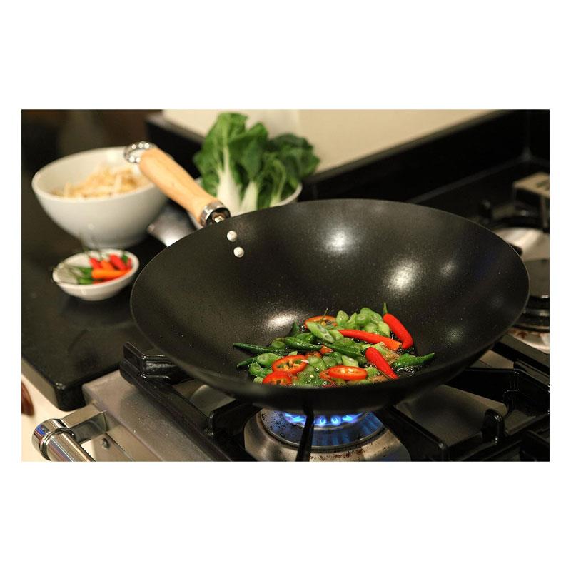 Dexam 12Inch/30cm Standard Gauge Non-Stick Carbon Steel Wok Black