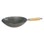 Dexam Heavy Gauge Uncoated Carbon Steel Wok 12 Inch/30cm Lacquer Finish Wood Handle Black