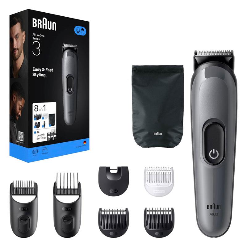 Braun Series 3 All-In-One Trimmer Style 8-In-1 Grooming Kit Ultra Sharp Blade 14 Lengths Grey Secondary image